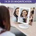 Auxmir Makeup Mirror with 1X/2X/5X Magnification, LED Countertop Tri-Fold Mirror with 34 LED Lights, Cosmetic Mirror with Touch Sensor, Dimmable Vanity Mirror for Table Desk Bathroom, 180° Rotation