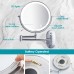 Auxmir 8'' Wall Mounted Mirror with 1X/5X Magnification, LED Magnifying Makeup Mirror with 3 Light Modes, 360 Swivel Double Sided Extendable Vanity Mirror, Touch Control & Auto Off, 4 AAA Batteries