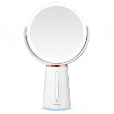 Auxmir Makeup Mirror with Light, 1X / 10X Double-sided Magnifying Mirror, 360° Rotating Rechargeable LED Mirror with 10 Brightness for Makeup, Shaving, Dressing Table, Vanity Desk, White