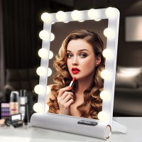 Auxmir Kosmetikspiegel mit LED Licht, 40 * 55CM Spiegel, Professioneller Hollywood Spiegel, 3 Beleuchtungsmodi, Dimmbarer Schminkspiegel für Tisch oder Wandmontage