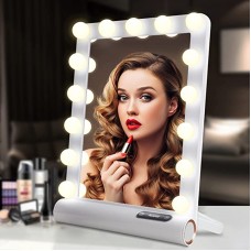 Auxmir Kosmetikspiegel mit LED Licht, 40 * 55CM Spiegel, Professioneller Hollywood Spiegel, 3 Beleuchtungsmodi, Dimmbarer Schminkspiegel für Tisch oder Wandmontage
