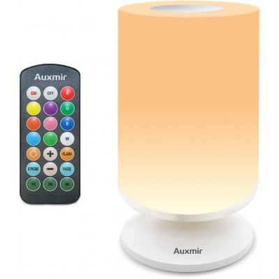 Auxmir Bedside Lamp Touch Dimmable Atmosphere LED Table Lamp with Warm White Light, 11 Colors and Color Changing, Touch Sensitive Night Light for Bedroom Living Room and Office