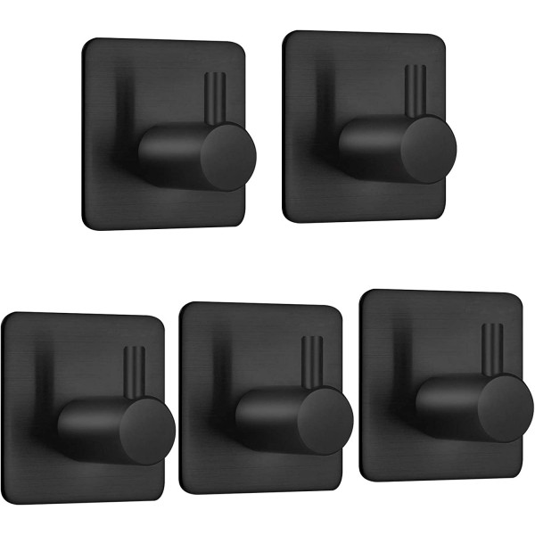 Auxmir Self Adhesive Hooks 5 Pack, Stainless Steel Adhesive Door