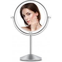 Auxmir Magnifying Makeup Mirror with 1X/10X Magnification, Double-sided Mirror with 54 LEDs, 3 Light Colors & Brightness Adjustable, 360° Rotating Mirror on Stand for Vanity Table Desk, Chrome Finish