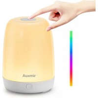 Auxmir Bedside Table Lamp, LED Touch Night Lamp, USB Rechargeable, 3 Dimmable Warm Lights, 5 Colours & Gradient Colors, Portable Night Light for Bedroom, Living Room, Camping, Kids, Baby