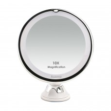 Auxmir 10X Magnifying LED Lighted Makeup Mirror Vanity Cosmetic Mirror with 14 Natural White LED, Suction Base & 360° Rotation, Ideal for Bathroom & Travel, Batteries Included