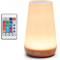 Auxmir Night Light, LED Touch Bedside Table Lamp, Remote Control Dimmable Light with RGB Color Changing, USB Rechargeable, Portable Lamp for Baby, Kids, Bedroom, Living Room, Camping