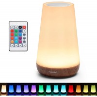 Auxmir Bedside Table Lamp, LED Touch Night Light, Remote Control Night Lamp, USB Rechargeable Light with RGB Color Changing, Diammable Lamp for Baby, Kids, Portable Lithium Battery Operated Light